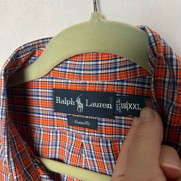 Ralph Lauren Custom Fit Men’s Button Up Plaid Shirt Long Sleeve 18 XXL - Picture 3 of 6